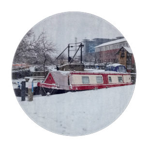 Kanaalboot, in de sneeuw snijplank