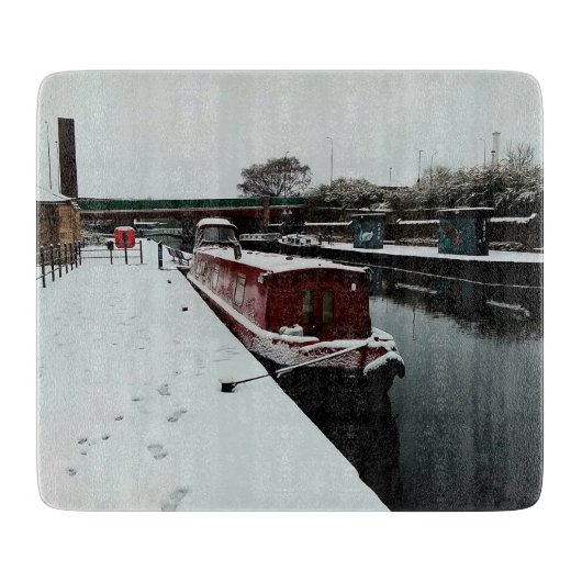 Kanaalboot, in de winter snijplank (Voorkant)