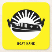 Kanaalboot met Narrowboot Lef Doormat Reizen Mug Kartonnen Onderzetters (Voorkant)