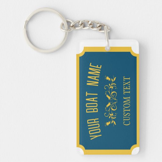 Kanaalboot Traditionele Aangepaste Botnaam Sleutelhanger (Voorkant)