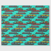 Kanaalboten en Narrowboats Illustraties Cadeaupapier (Vlak)