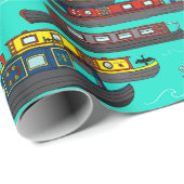 Kanaalboten en Narrowboats Illustraties Cadeaupapier (Rol Hoek)