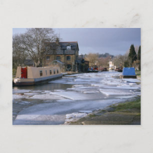 Kanaalboten in de winter briefkaart