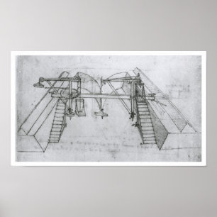 Kanaalbouwmachine, Leonardo da Vinci Poster