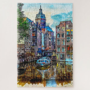 Kanaalcruiseschip Amsterdam. Nederland. Legpuzzel