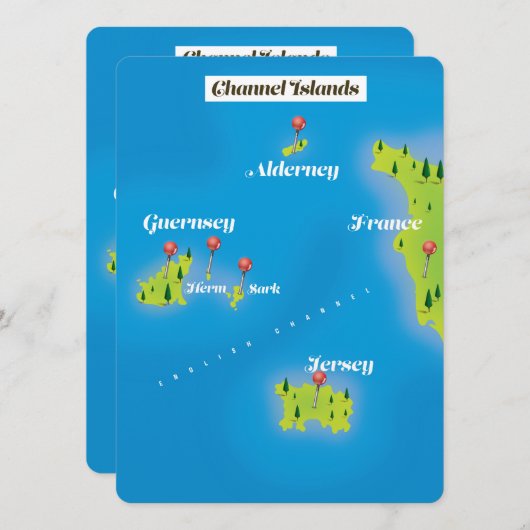 Kanaaleilanden Kaart poster. (Voorkant / Achterkant)