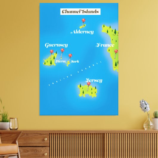 Kanaaleilanden Kaart poster. Canvas Afdruk (Insitu (Woonkamer))