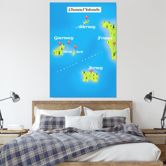 Kanaaleilanden Kaart poster. Canvas Afdruk (Insitu (Slaapkamer))