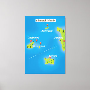 Kanaaleilanden Kaart poster. Canvas Afdruk