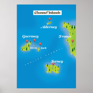 Kanaaleilanden Kaart poster. Poster