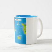 Kanaaleilanden Kaart poster. Tweekleurige Koffiemok (Voorkant rechts)