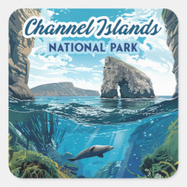 Kanaaleilanden Nationaal Park Californië Oceaan Vierkante Sticker
