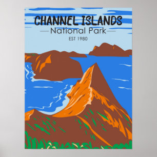 Kanaaleilanden Nationaal Park Californische Vintag Poster
