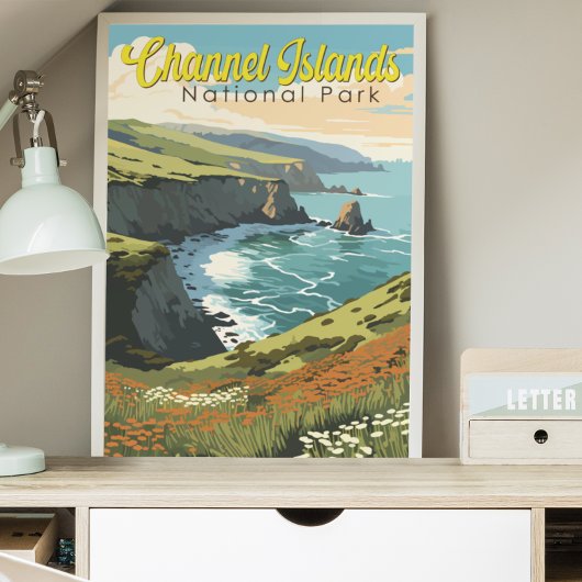 Kanaaleilanden Nationaal Park Illustratie Reizen Poster