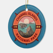 Kanaaleilanden Nationaal Park Retro Compass Emblee Keramisch Ornament (Links)