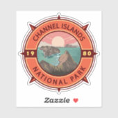 Kanaaleilanden Nationaal Park Retro Compass Emblee Sticker (Vel)