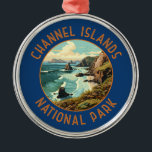 Kanaaleilanden Nationaal Park Retro Distress Art Metalen Ornament<br><div class="desc">Ontwerp van vectorillustraties op de Kanaaleilanden. Het park bestaat uit vijf ecologisch rijke eilanden voor de kust van Zuid-Californië.</div>