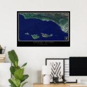 Kanaaleilanden Nationaal Park Satellite Map Poster (Thuiskantoor)