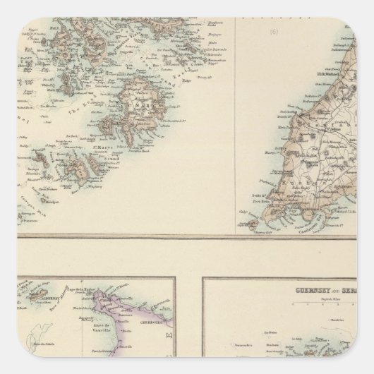 Kanaaleilanden, Scilly-eilanden en eiland Man Vierkante Sticker (Voorkant)