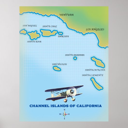 Kanaaleilanden van Californische kaart Poster (Voorkant)
