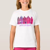 Kanaalhuis Row Amsterdam Holland Nederlands reizen T-shirt (Voorkant)