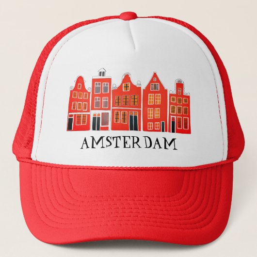 Kanaalhuis Row Amsterdam Holland Nederlands reizen Trucker Pet (Voorkant)