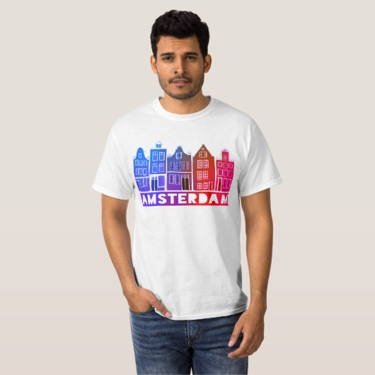 Kanaalhuis Row Amsterdam Holland Nederlands T-shirt (Voorkant volledig)