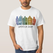 Kanaalhuis Row Amsterdam Holland Nederlandse regen T-shirt (Voorkant)