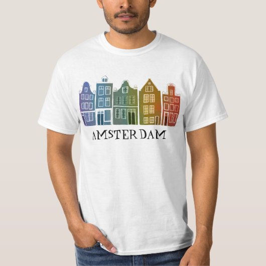 Kanaalhuis Row Amsterdam Holland Nederlandse regen T-shirt (Voorkant)