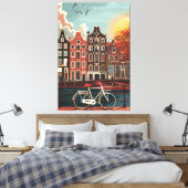 Kanaalhuizen Amsterdam Canvas Afdruk (Insitu (Slaapkamer))