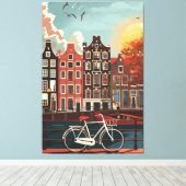 Kanaalhuizen Amsterdam Canvas Afdruk (Insitu (Houten vloer))