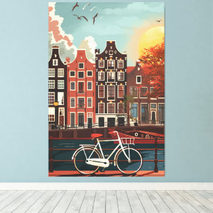 Kanaalhuizen Amsterdam Canvas Afdruk
