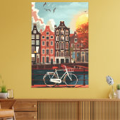 Kanaalhuizen Amsterdam Canvas Afdruk (Insitu (Woonkamer))