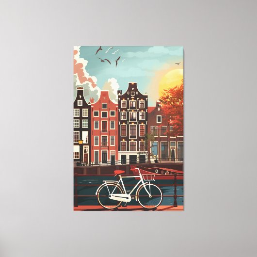 Kanaalhuizen Amsterdam Canvas Afdruk (Voorkant)