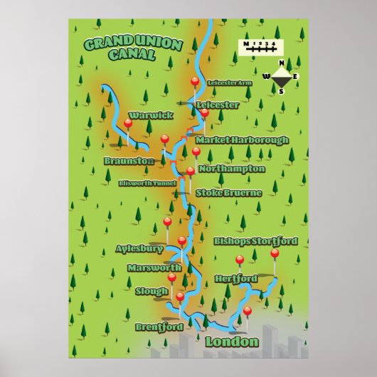 Kanaalkaart van de Grote Unie Poster (Voorkant)