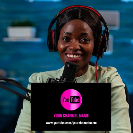 KANAALNAAM YOUTUBER LOGO QR CODE ROZE ZWART VISITEKAARTJE