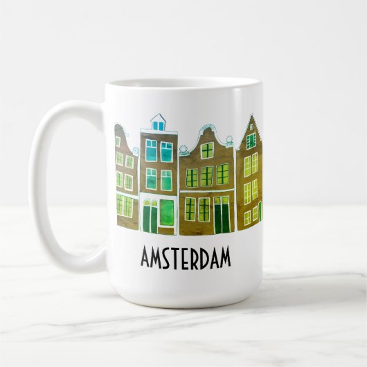 Kanaalwoningen Row Amsterdam Holland Nederlands Re Koffiemok (Links)