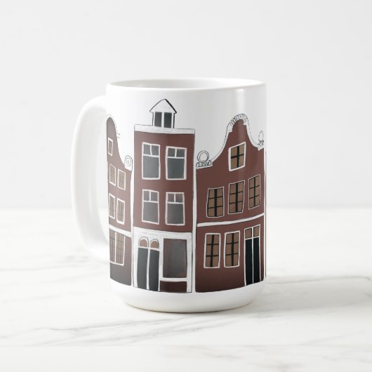 Kanaalwoningen Row Amsterdam Holland Nederlands Re Koffiemok (Voorkant links)