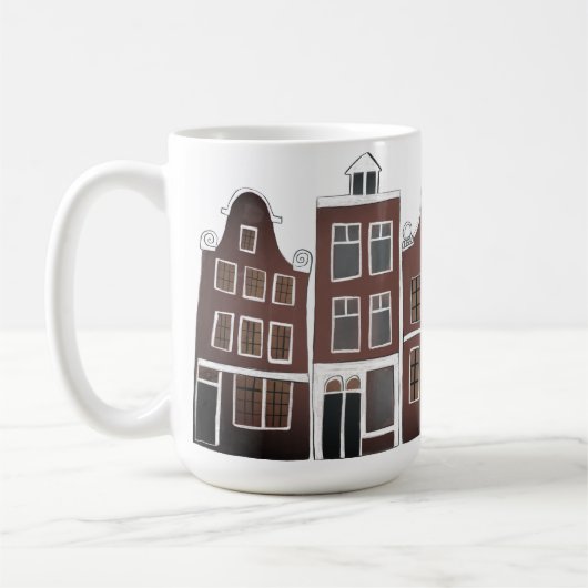 Kanaalwoningen Row Amsterdam Holland Nederlands Re Koffiemok (Links)