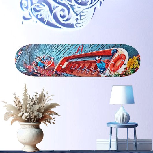 Kanaalzeilboot Stilwater landschap schilderij kuns Persoonlijk Skateboard