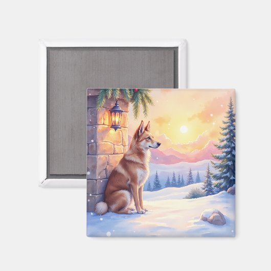Kanaänhond Woestijn Steen Winter Kerst Kunst Magneet (Voorkant / Achterkant)