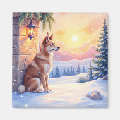Kanaänhond Woestijn Steen Winter Kerst Kunst Magneet (Voorkant)
