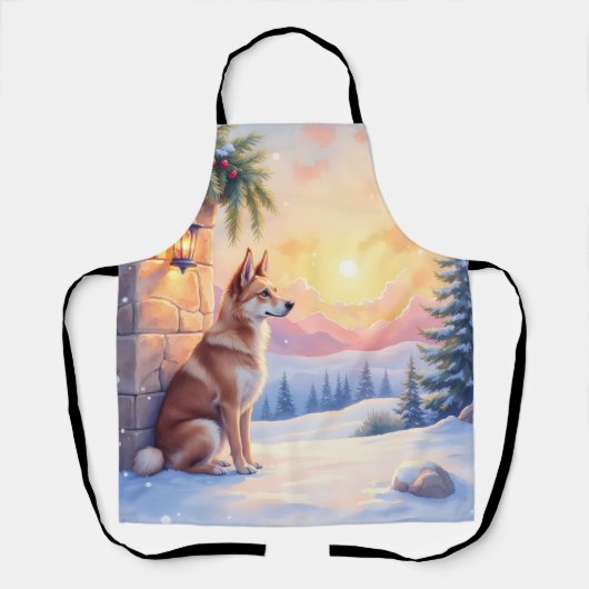 Kanaänhond Woestijn Steen Winter Kerst Kunst Schort (Voorkant)
