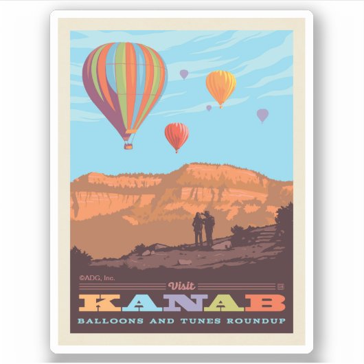 Kanab, Utah | Ballonnen en tunes Roundup Sticker (Voorkant)