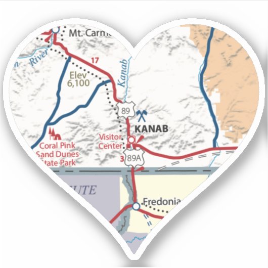 Kanab Utah kaart Sticker (Voorkant)