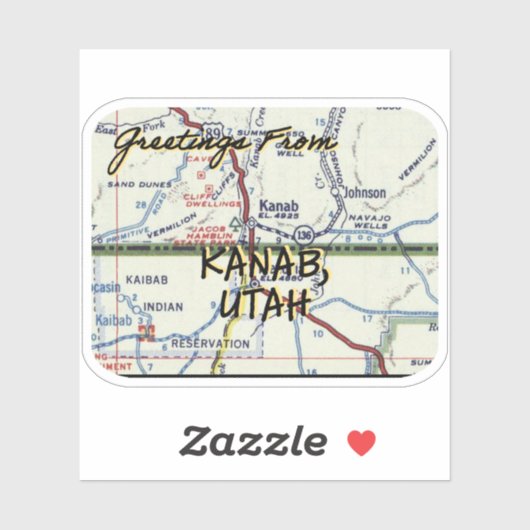 Kanab Utah  kaart Sticker (Vel)