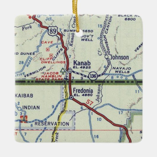 Kanab Utah Retro Map Keramisch Ornament (Voorkant)