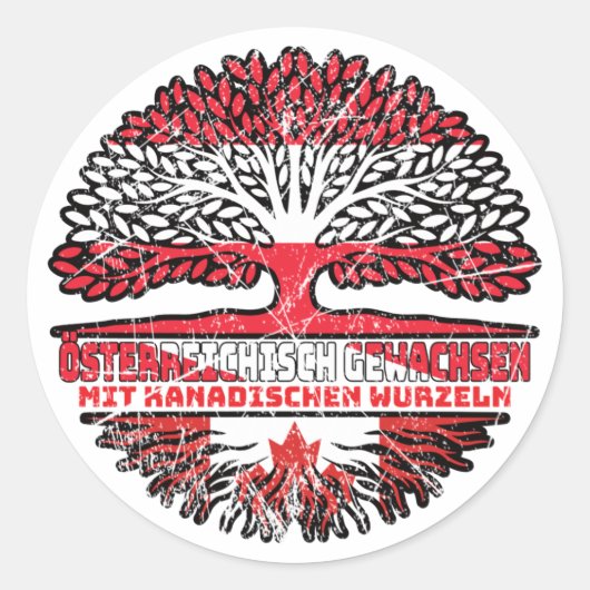 Kanada Kanadisch Österreichisch Österreich Baum Ronde Sticker (Voorkant)