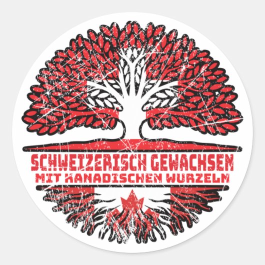 Kanada Kanadisch Schweizer Schweiz Baum Wurzel Ronde Sticker (Voorkant)