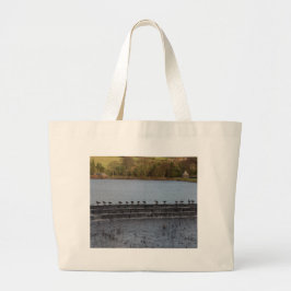 Kanadese Ganzen Allemaal Op Een Rij Grote Tote Bag